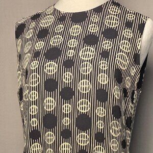 Harve Benard Sheath Dress Navy Blue Geometric Sleeveless Fully Lined Size 8